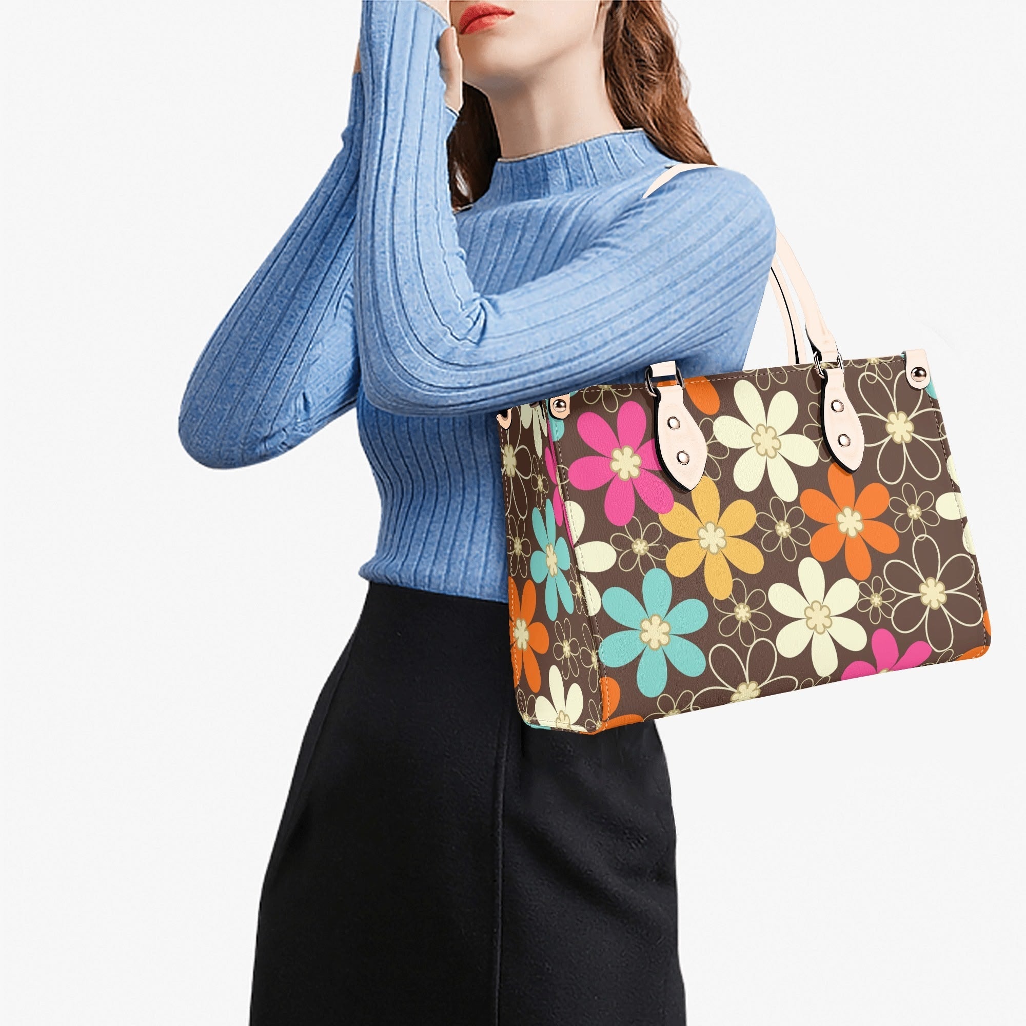 Kate McEnroe New York Retro 60s Mod Daisy Handbag, Mid Century Modern Floral Groovy Mod PurseHandbagsWE9VO86W - 4