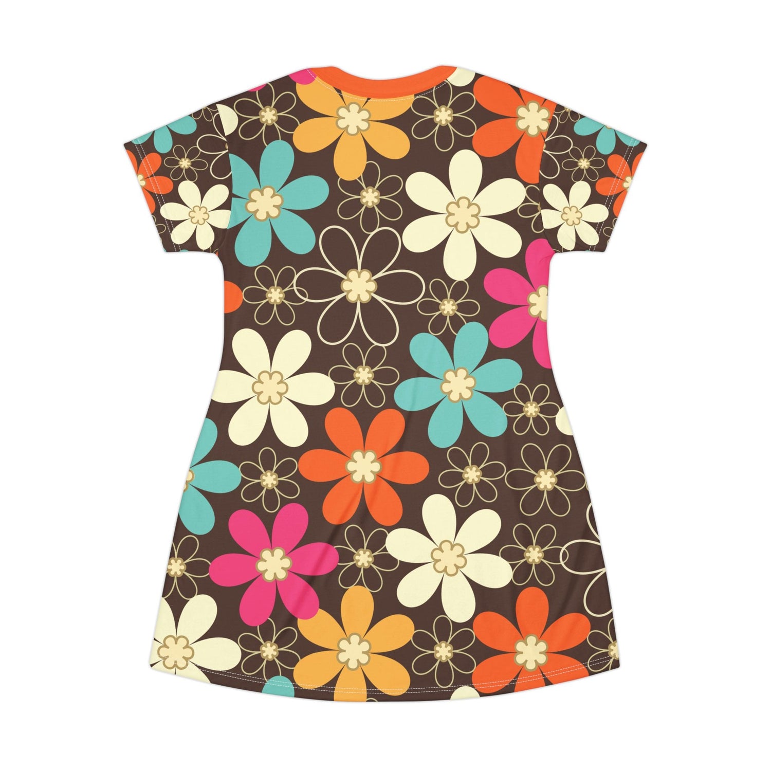 Kate McEnroe New York Retro 60s Mod Daisy T-Shirt Dress, Mid Century Modern Floral Mod Mini DressDresses13275112744930154445