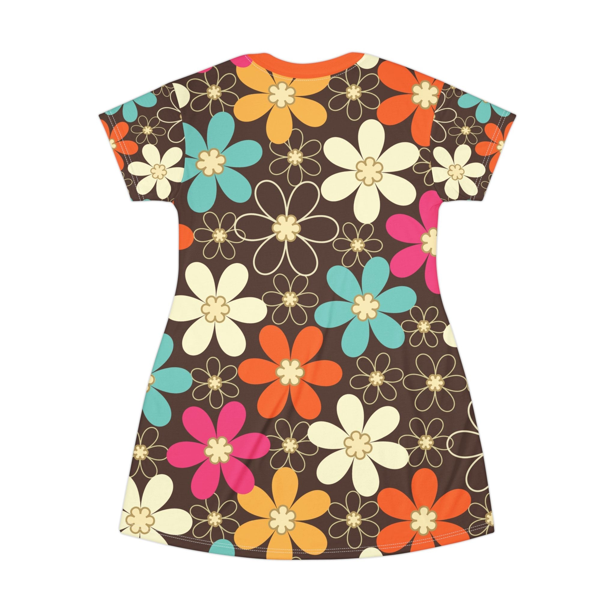 Kate McEnroe New York Retro 60s Mod Daisy T-Shirt Dress, Mid Century Modern Floral Mod Mini DressDresses13275112744930154445