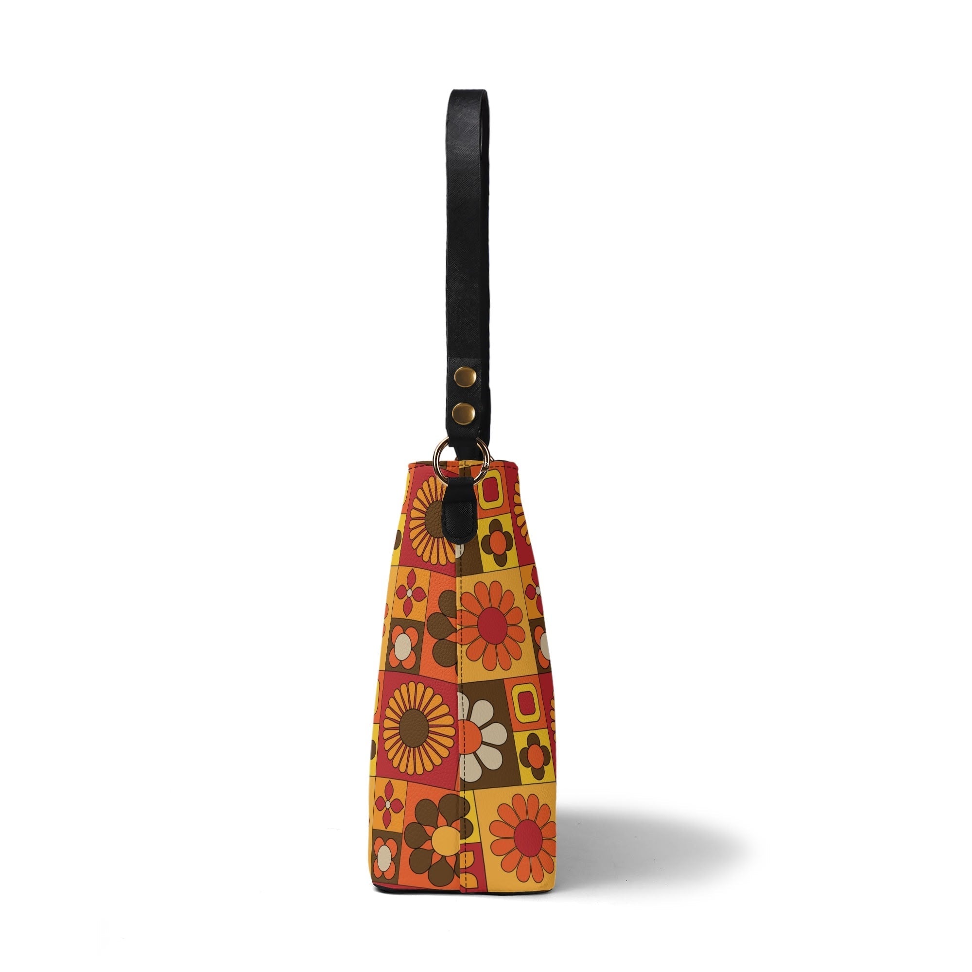Kate McEnroe New York Retro 60s Mod Flower Crossbody Bag, Mid Century Orange Brown MCM PurseHandbagsN7M364GW - 1