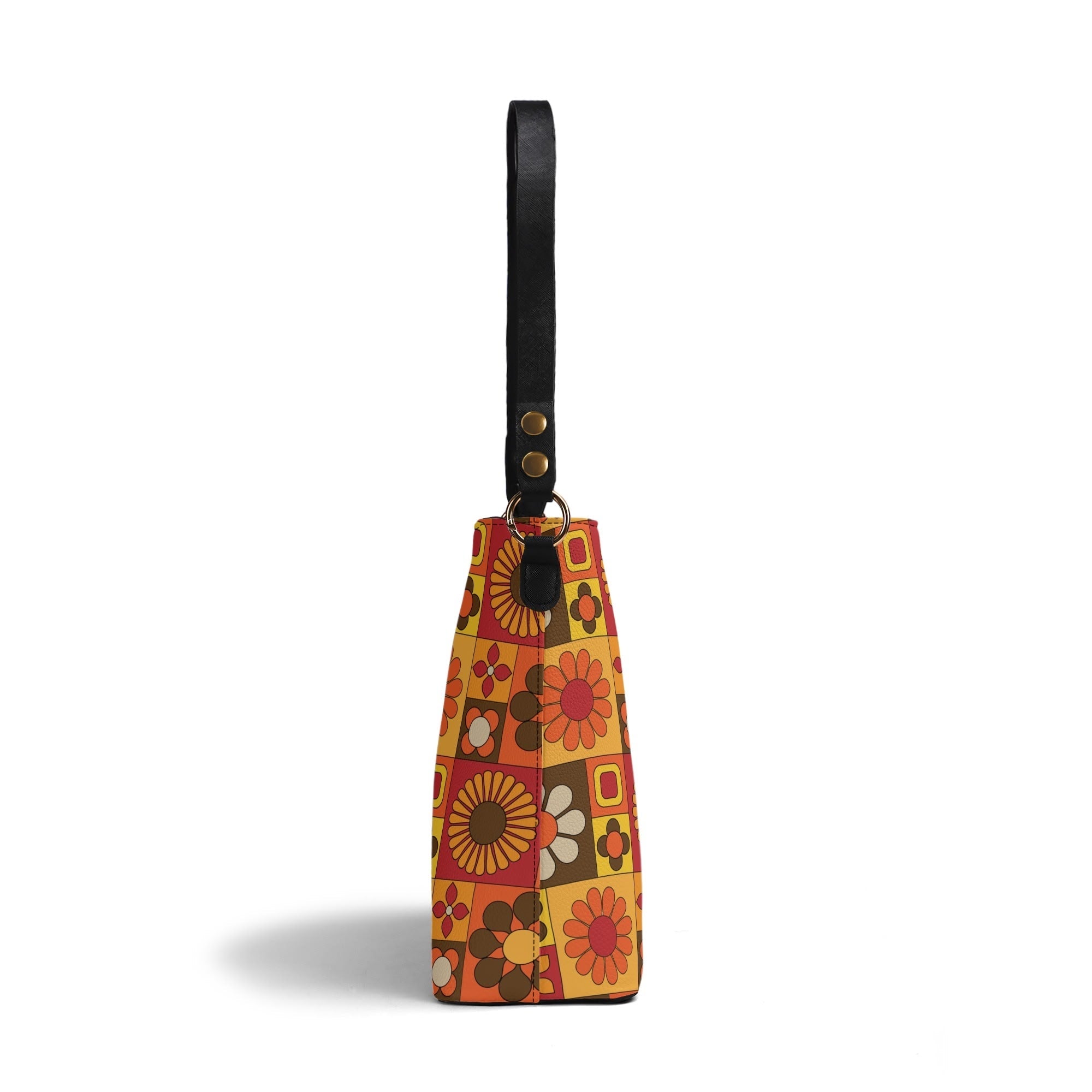 Kate McEnroe New York Retro 60s Mod Flower Crossbody Bag, Mid Century Orange Brown MCM PurseHandbagsN7M364GW - 1