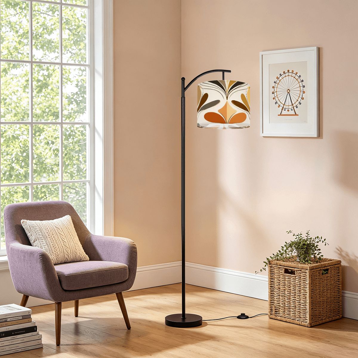Kate McEnroe New York Retro 70s Danish Floral Mid Century Modern Arc Floor LampArc Floor LampsnbGPd9mDSk