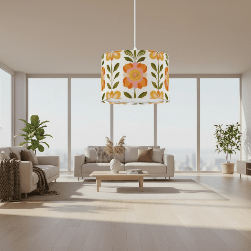 Kate McEnroe New York Retro 70s Danish Floral Pendant Light Mid Century Modern Ceiling LampPendant Lightsh3oRXkFlLk