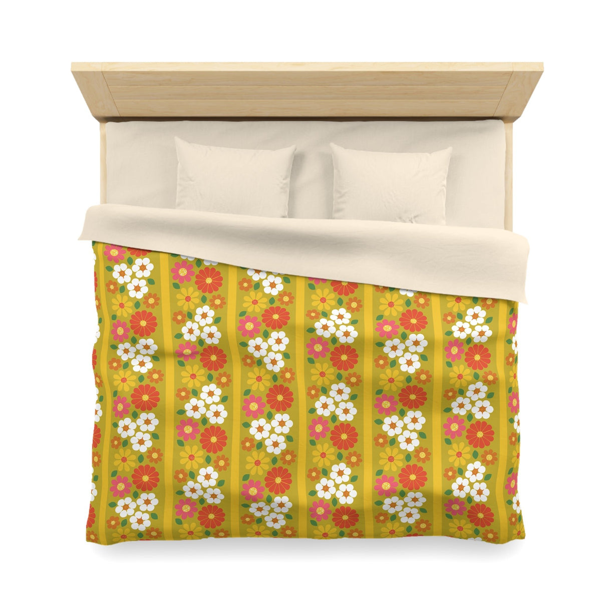 Kate McEnroe New York Retro 70s Floral Duvet Cover, Mid Century Modern Groovy Flower Bedding, Vintage Mod Boho DecorDuvet Covers50891375588840512883