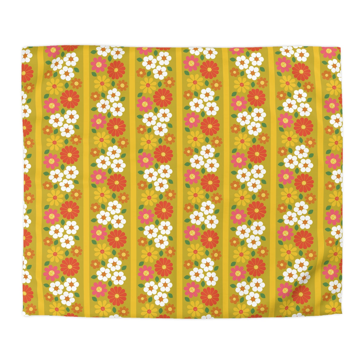Kate McEnroe New York Retro 70s Floral Duvet Cover, Mid Century Modern Groovy Flower Bedding, Vintage Mod Boho DecorDuvet Covers50891375588840512883