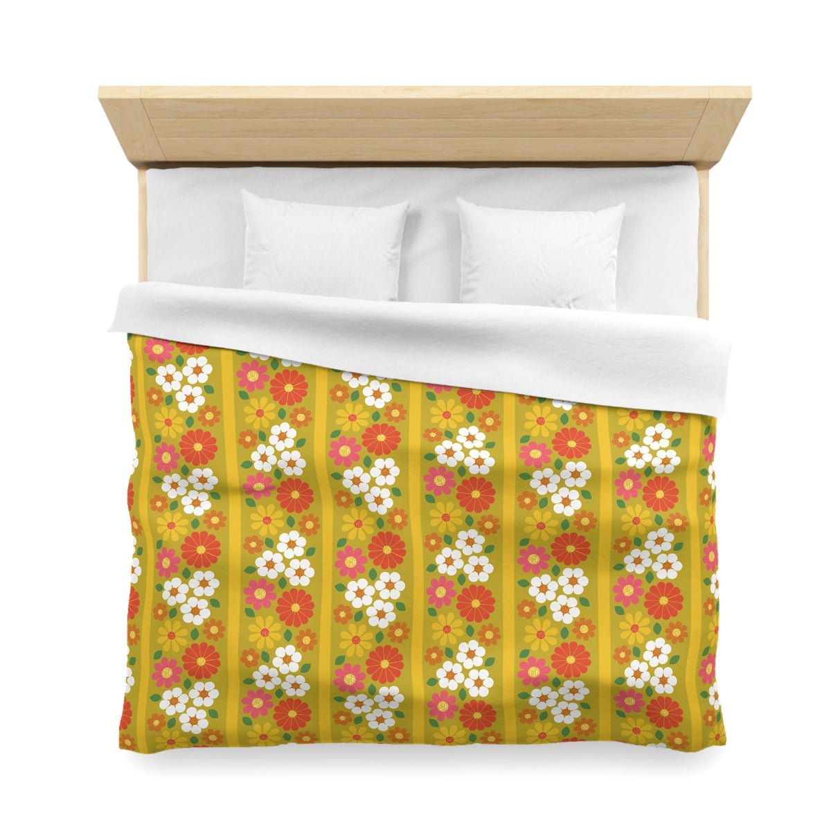 Kate McEnroe New York Retro 70s Floral Duvet Cover, Mid Century Modern Groovy Flower Bedding, Vintage Mod Boho DecorDuvet Covers50891375588840512883