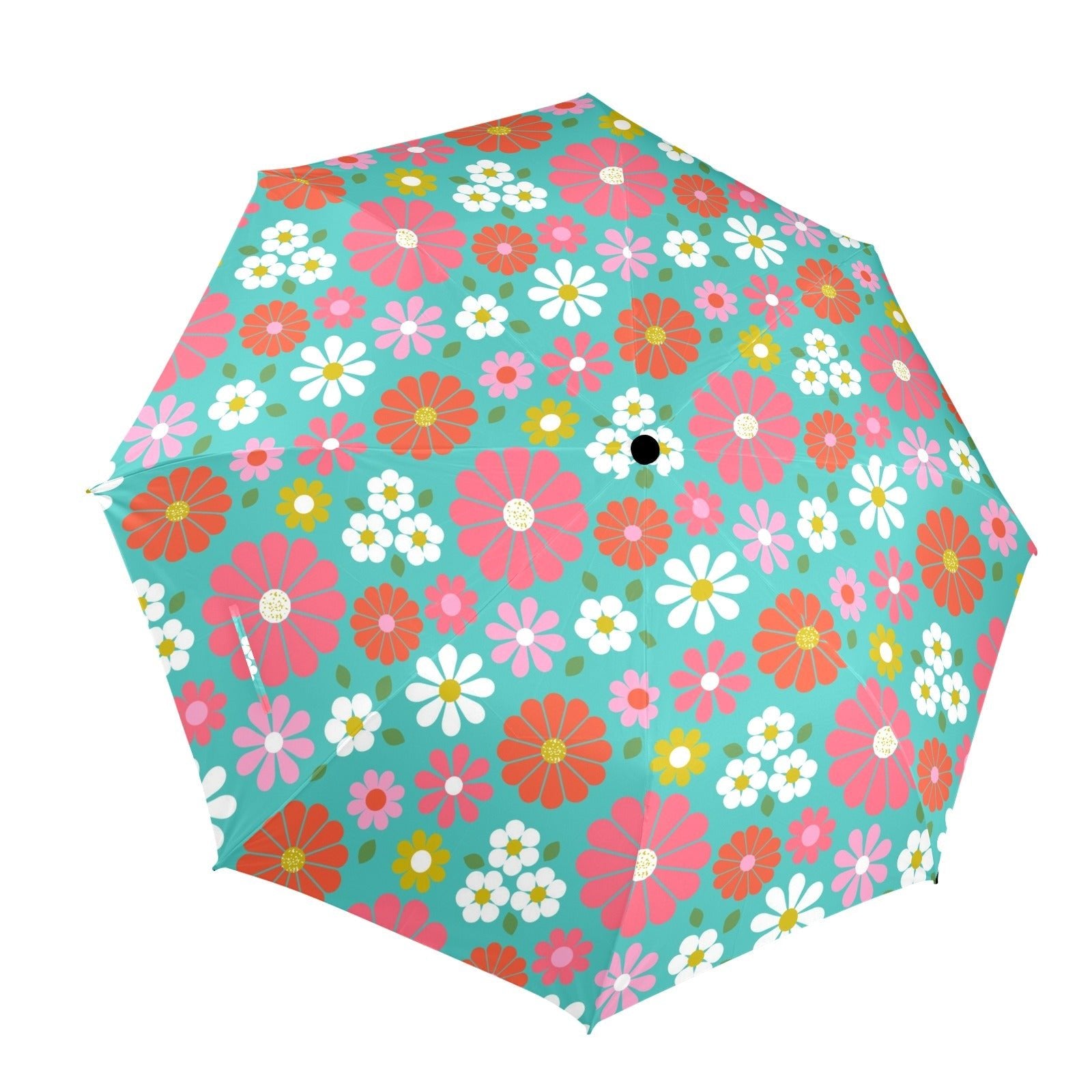 Kate McEnroe New York Retro 70s Floral Foldable Umbrella, Mid Century Modern Daisy Travel ParasolUmbrellasD3125339