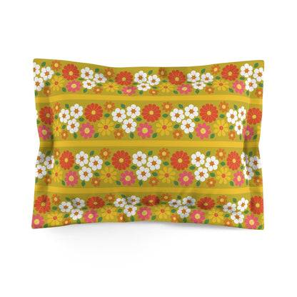 Kate McEnroe New York Retro 70s Floral Pillow Sham, Vintage Kitsch Mod Daisy Bedding, Groovy Mid Mod Bedroom AccentPillow Shams69409691726211288770