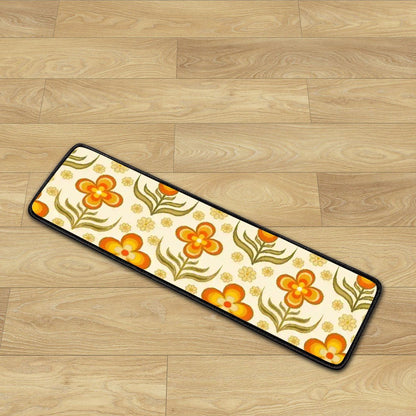 Kate McEnroe New York Retro 70s Floral Stair Treads, Mid Century Modern Orange Green Stair RugsStair TreadsuOgtASluFB