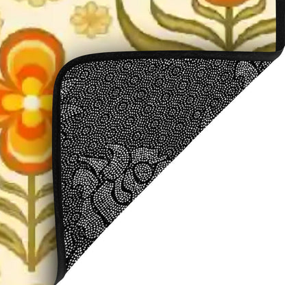 Kate McEnroe New York Retro 70s Floral Stair Treads, Mid Century Modern Orange Green Stair RugsStair TreadsuOgtASluFB