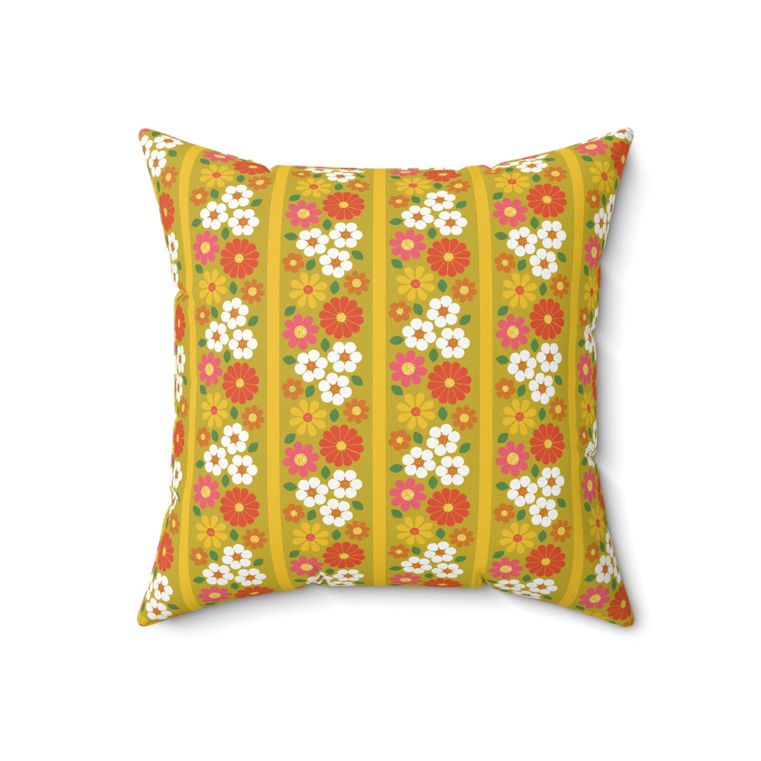 Kate McEnroe New York Retro 70s Floral Throw Pillow, Vintage Kitsch Mod Daisy Cushion, Groovy Mid Mod DecorThrow Pillows67544728660929002927