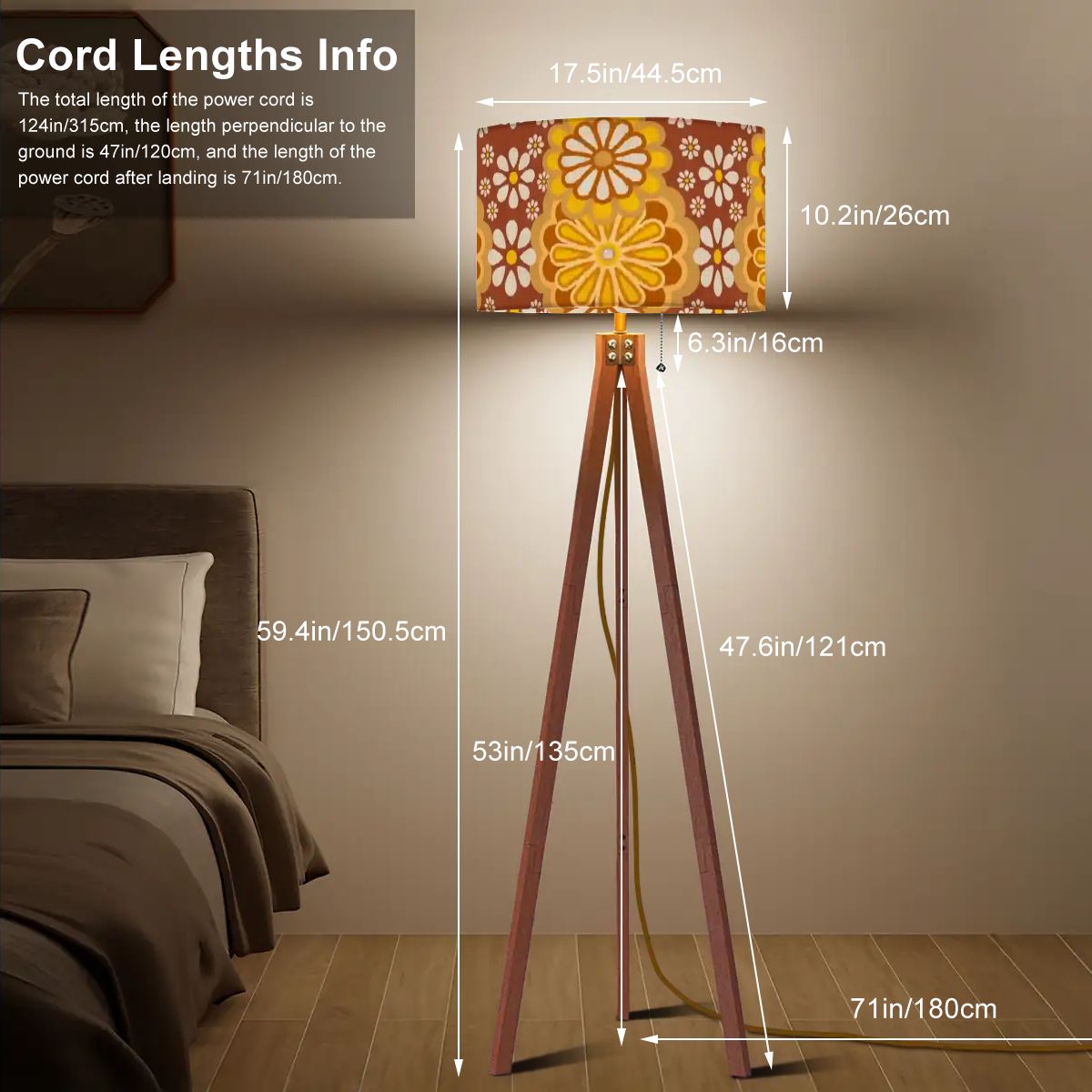 Kate McEnroe New York Retro 70s Floral Tripod Floor Lamp, Mid Century Modern Mod Flower LightTripod Floor Lamps2SKPqlY9di