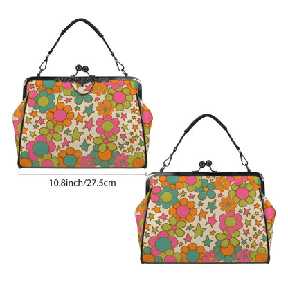 Kate McEnroe New York Retro 70s Flower Power Handbag, Mid Century Modern Groovy Starburst Purse, Mod Kitsch Shoulder BagCrossbody BagsD3219314