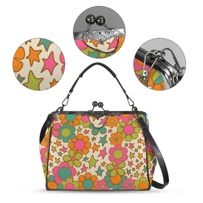 Kate McEnroe New York Retro 70s Flower Power Handbag, Mid Century Modern Groovy Starburst Purse, Mod Kitsch Shoulder BagCrossbody BagsD3219314