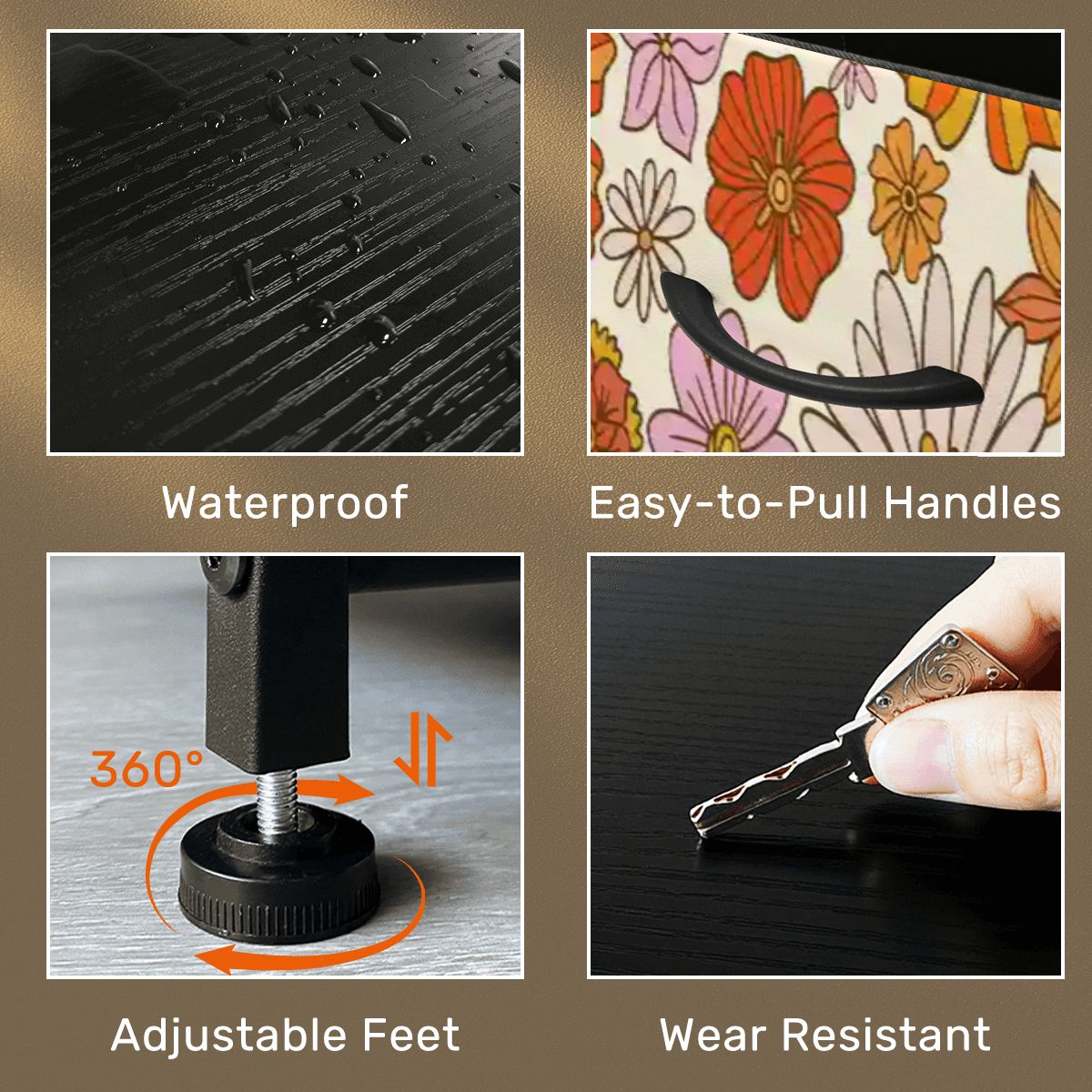 Kate McEnroe New York Retro 70s Flower Power Orange Yellow Floral 4 Drawer DresserDressersPJR5ZCcHUT