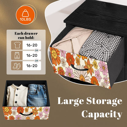 Kate McEnroe New York Retro 70s Flower Power Orange Yellow Floral 4 Drawer DresserDressersPJR5ZCcHUT