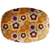 Kate McEnroe New York Retro 70s Flower Power Platter, Mid Century Modern Groovy Orange Brown Serving TrayServing PlattersFLOWER70S