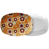 Kate McEnroe New York Retro 70s Flower Power Platter, Mid Century Modern Groovy Orange Brown Serving TrayServing PlattersFLOWER70S