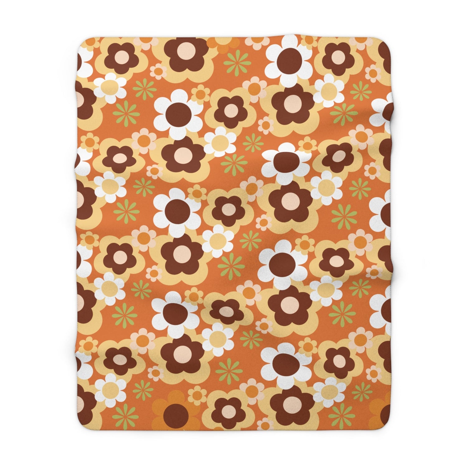 Kate McEnroe New York Retro 70s Flower Power Sherpa Fleece Blanket, Groovy Mid Mod ThrowBlankets53767304570291890486