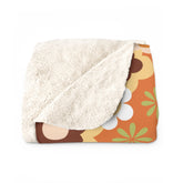 Kate McEnroe New York Retro 70s Flower Power Sherpa Fleece Blanket, Groovy Mid Mod ThrowBlankets53767304570291890486