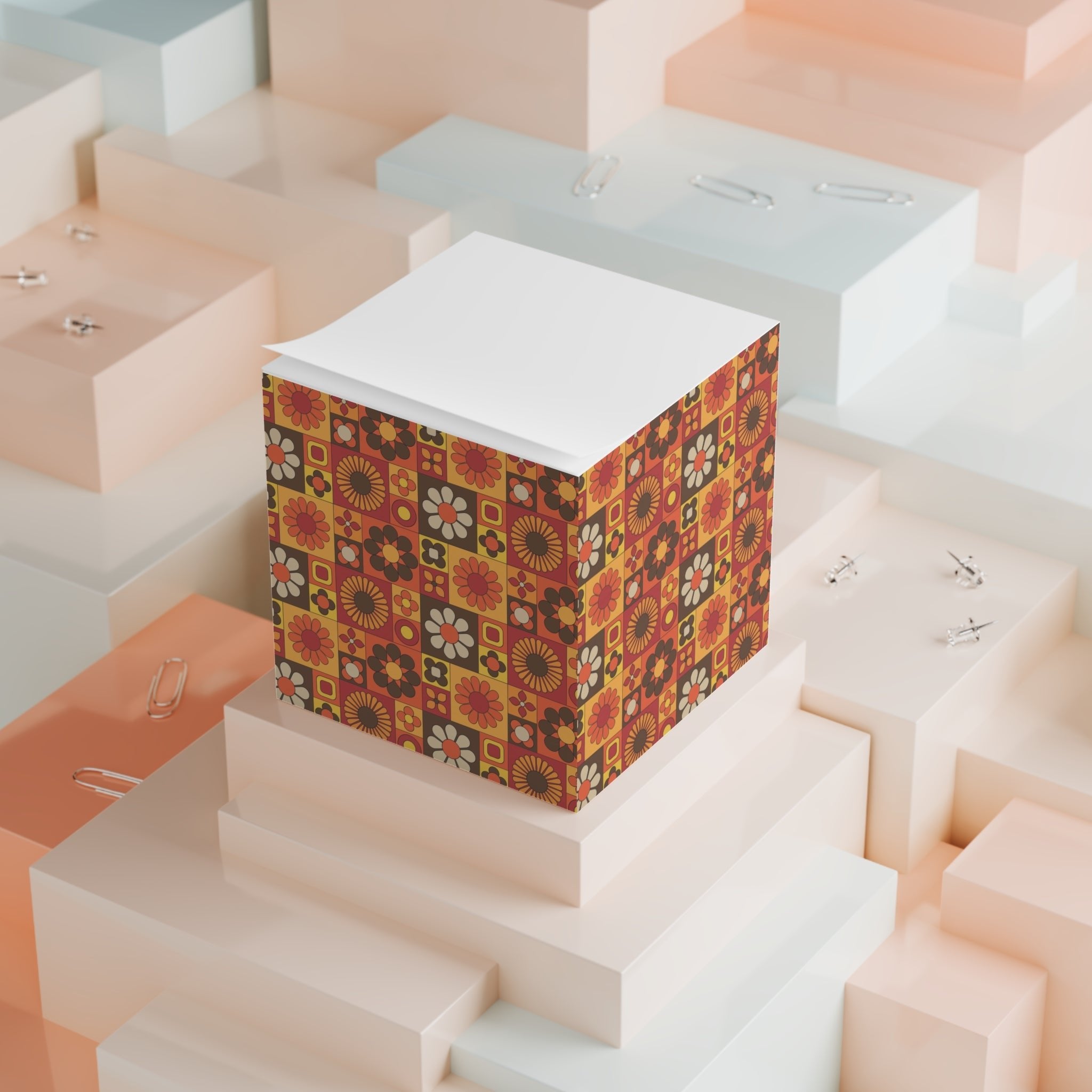 Kate McEnroe New York Retro 70s Flower Power Sticky Note Cube, Groovy Mid Century Mod Office Desk AccessorySticky Notes27190561452632903916