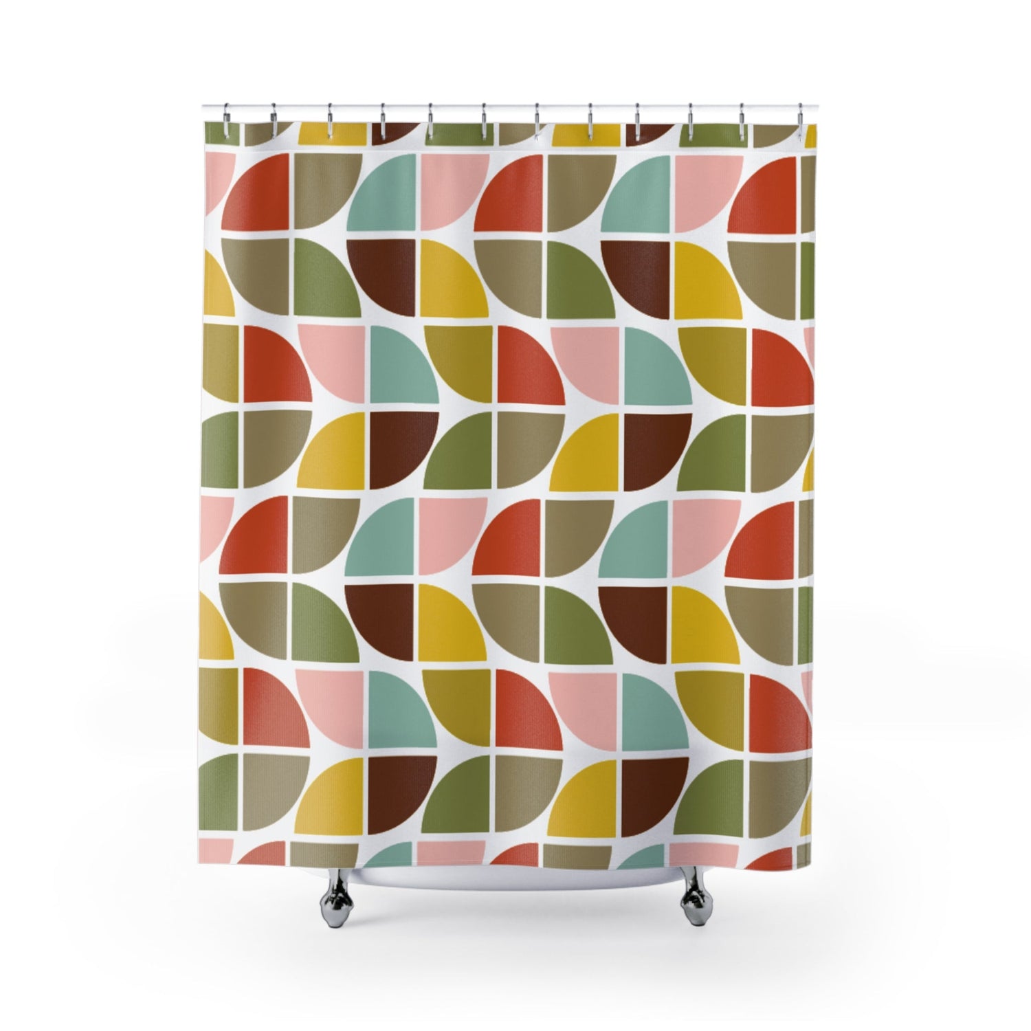 Kate McEnroe New York Retro 70s Geometric Shower Curtain Mid Century Modern Abstract Bath DecorShower Curtains58646035820297214736