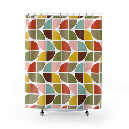 Kate McEnroe New York Retro 70s Geometric Shower Curtain Mid Century Modern Abstract Bath DecorShower Curtains58646035820297214736