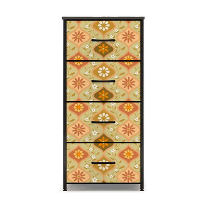 Kate McEnroe New York Retro 70s Groovy Boho Ogee Daisy Floral 4 Drawer DresserDressersBDJZGc83Cy