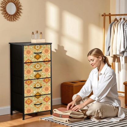 Kate McEnroe New York Retro 70s Groovy Boho Ogee Daisy Floral 4 Drawer DresserDressersBDJZGc83Cy