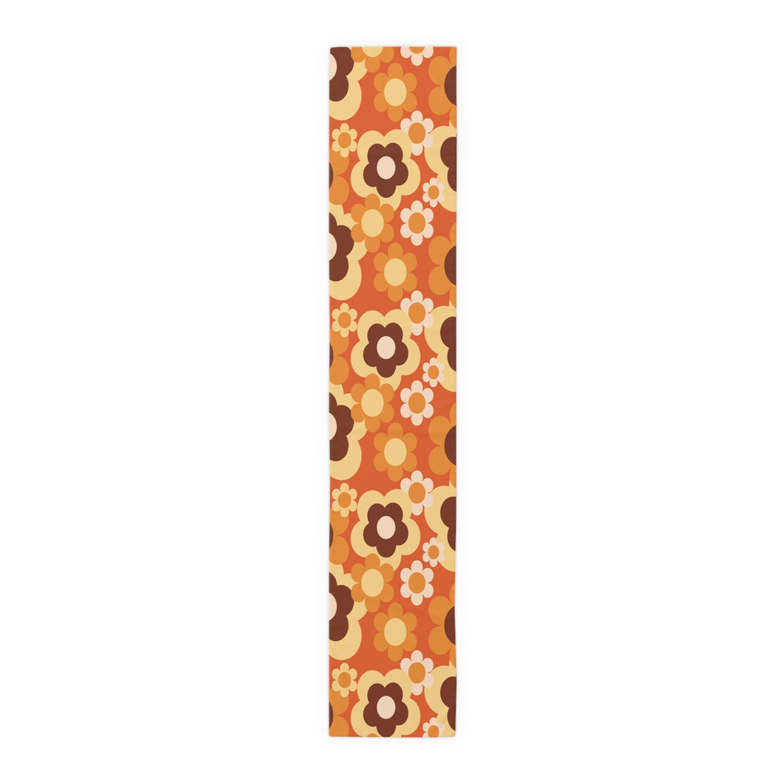 Kate McEnroe New York Retro 70s Groovy Floral Table Runner, Mid Century Modern Fall Dining AccentTable Runners17696211266409169193