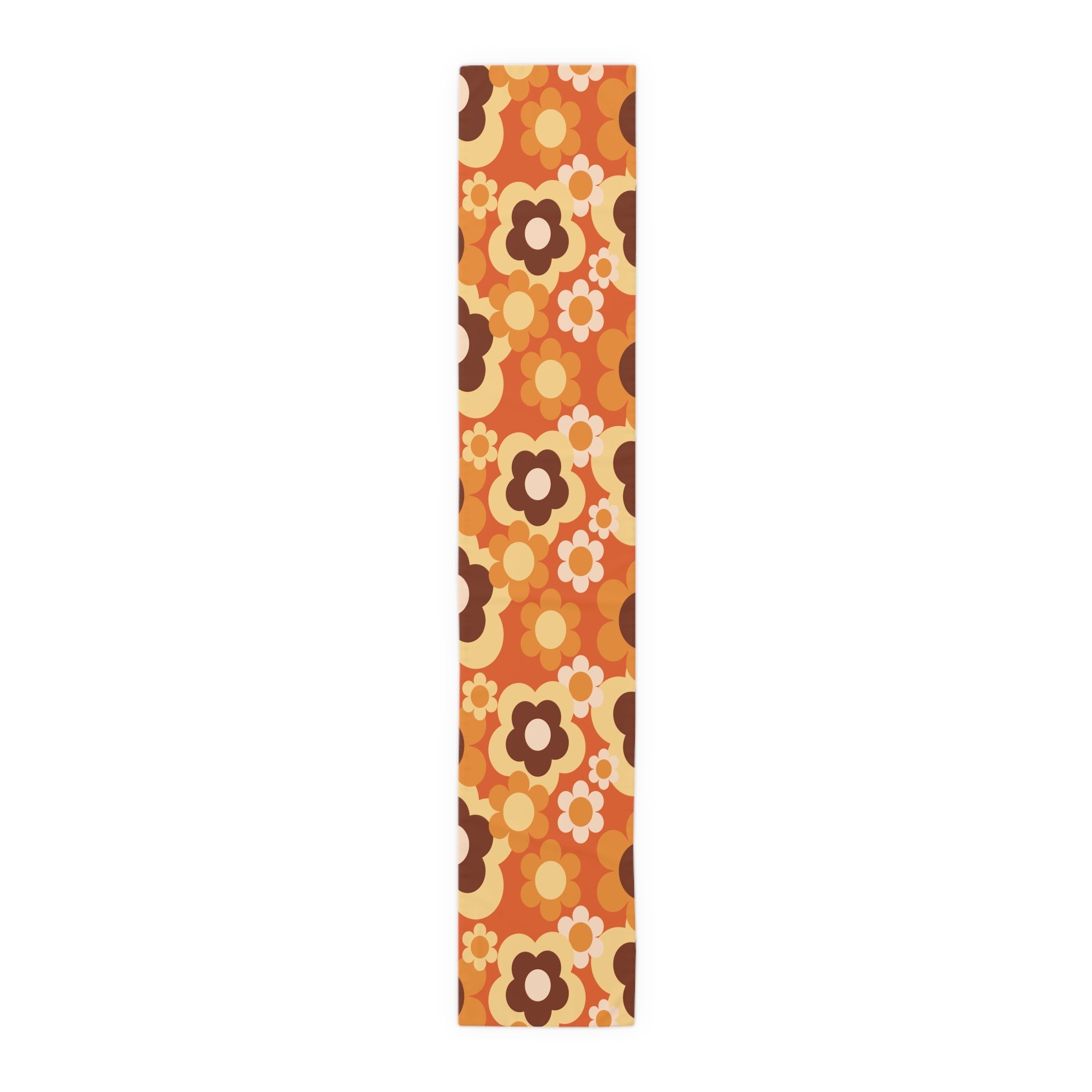 Kate McEnroe New York Retro 70s Groovy Floral Table Runner, Mid Century Modern Fall Dining AccentTable Runners17696211266409169193