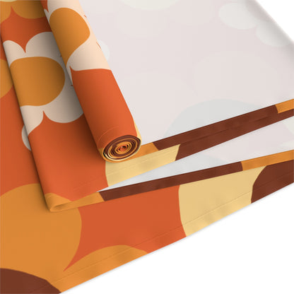 Kate McEnroe New York Retro 70s Groovy Floral Table Runner, Mid Century Modern Fall Dining AccentTable Runners17696211266409169193