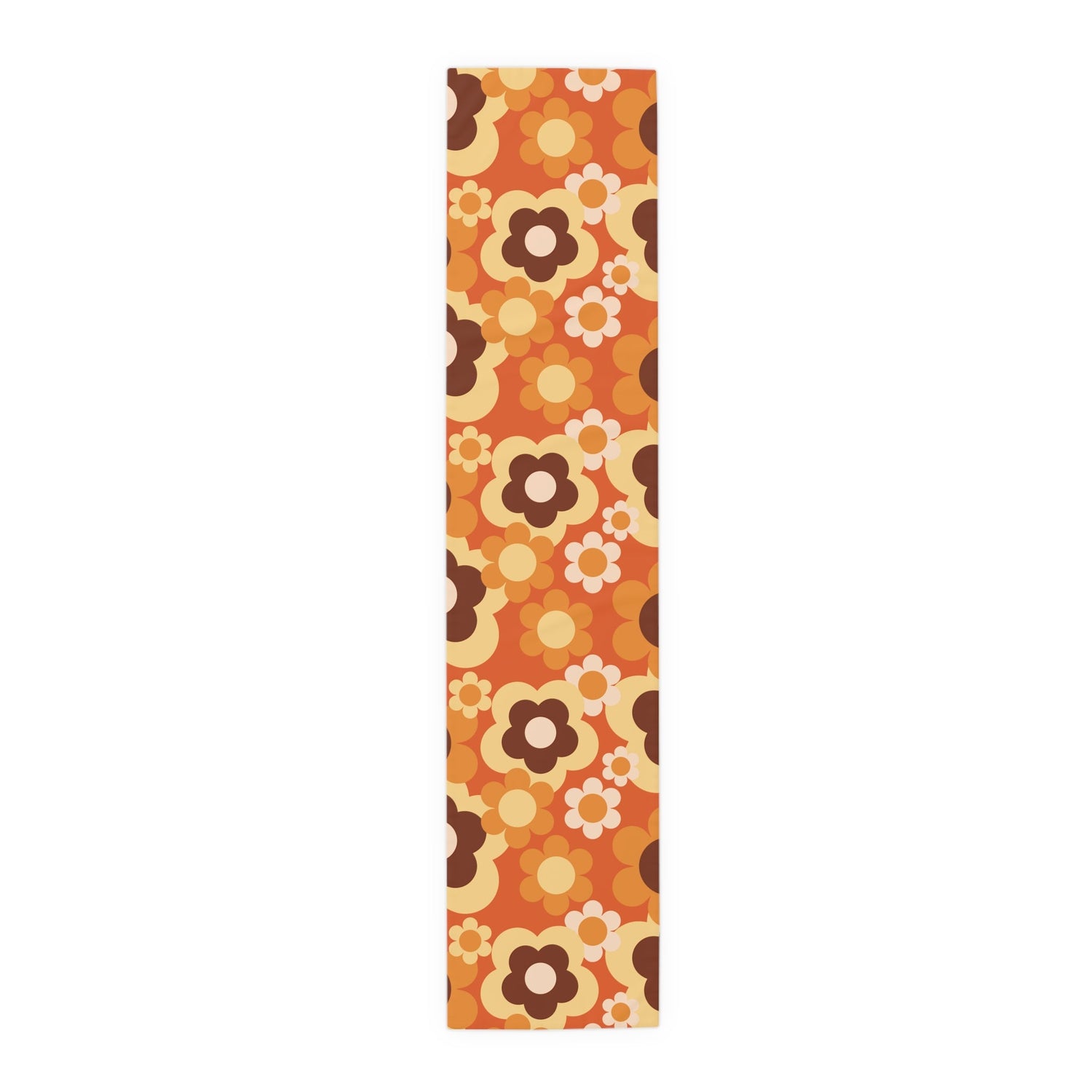 Kate McEnroe New York Retro 70s Groovy Floral Table Runner, Mid Century Modern Fall Dining AccentTable Runners17696211266409169193