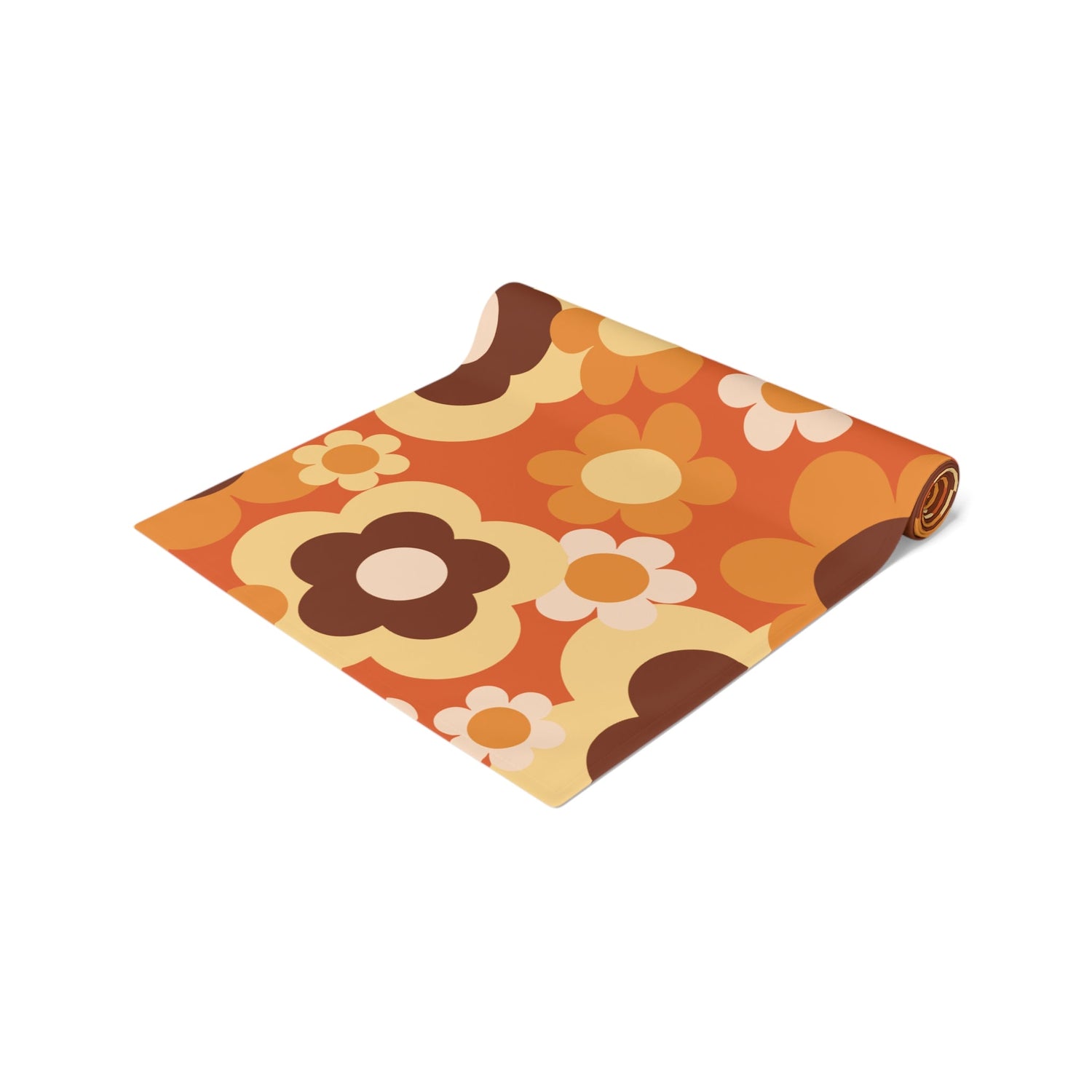 Kate McEnroe New York Retro 70s Groovy Floral Table Runner, Mid Century Modern Fall Dining AccentTable Runners17696211266409169193