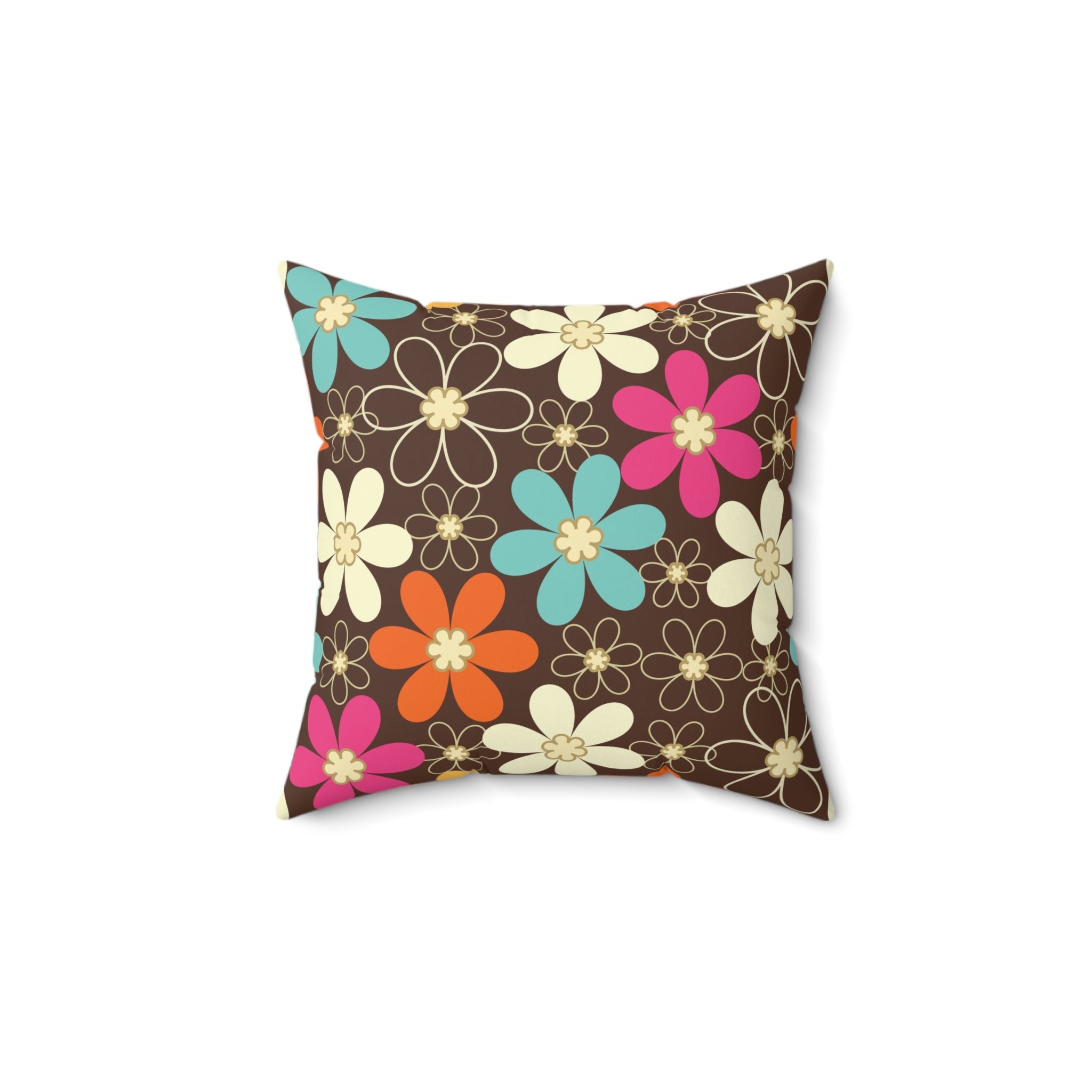 Kate McEnroe New York Retro 70s Groovy Flower Power Throw Pillow, Mid Century Modern Mod Floral CushionThrow Pillows11406801869807788381