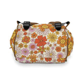 Kate McEnroe New York Retro 70s Groovy Hippie Flower Power Multifunctional Diaper Backpack, MCM Weekender Bag, Carry - on Luggage, Multipurpose BackpackDiaper Bags30493279754033541251