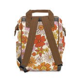 Kate McEnroe New York Retro 70s Groovy Hippie Flower Power Multifunctional Diaper Backpack, MCM Weekender Bag, Carry - on Luggage, Multipurpose BackpackDiaper Bags30493279754033541251