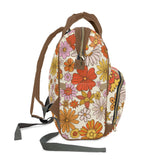 Kate McEnroe New York Retro 70s Groovy Hippie Flower Power Multifunctional Diaper Backpack, MCM Weekender Bag, Carry - on Luggage, Multipurpose BackpackDiaper Bags30493279754033541251