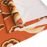 Kate McEnroe New York Retro 70s Mod Floral Table Runner, Mid Century Modern Orange Brown Dining AccentTable Runners11547702429488675937