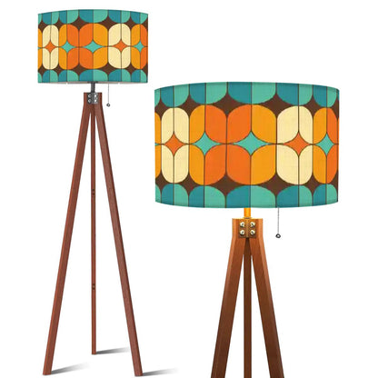 Kate McEnroe New York Retro 70s Mod Geometric Tripod Floor Lamp, Mid Century Modern Orange Teal LightingTripod Floor Lampsx9NljsIKqk