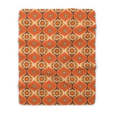 Kate McEnroe New York Retro 70s Orange Floral Sherpa Throw, Groovy Mid Century Modern BlanketBlankets13311808563595151137