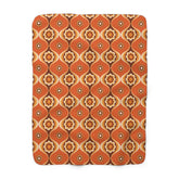 Kate McEnroe New York Retro 70s Orange Floral Sherpa Throw, Groovy Mid Century Modern BlanketBlankets13311808563595151137