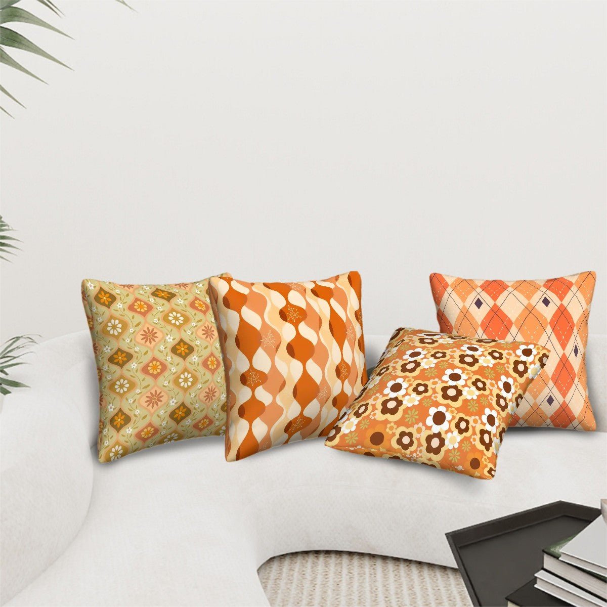 Kate McEnroe New York Retro 70s Pillow Covers Set of 4, Mid Century Modern Geometric Floral Argyle CushionsThrow Pillow CoversnDhgOuyjju