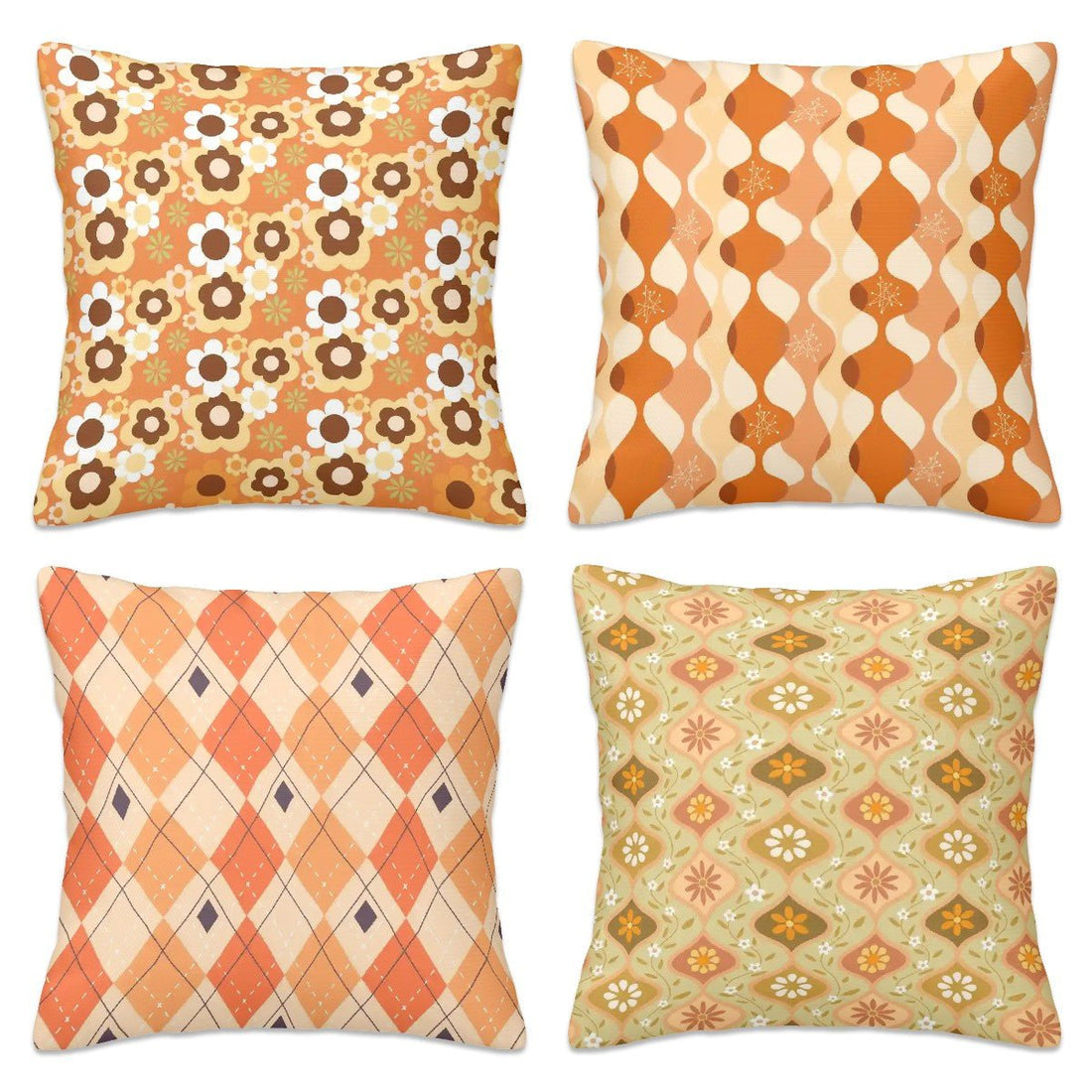 Kate McEnroe New York Retro 70s Pillow Covers Set of 4, Mid Century Modern Geometric Floral Argyle CushionsThrow Pillow CoversnDhgOuyjju