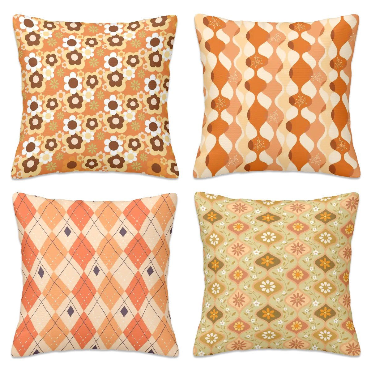 Kate McEnroe New York Retro 70s Pillow Covers Set of 4, Mid Century Modern Geometric Floral Argyle CushionsThrow Pillow CoversnDhgOuyjju