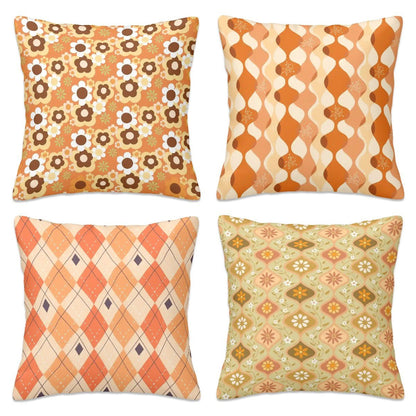 Kate McEnroe New York Retro 70s Pillow Covers Set of 4, Mid Century Modern Geometric Floral Argyle CushionsThrow Pillow CoversnDhgOuyjju