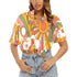 Kate McEnroe New York Retro 70s Psychedelic Hawaiian Shirt, Groovy Sunshine Floral Short Sleeve Button - UpWomen&