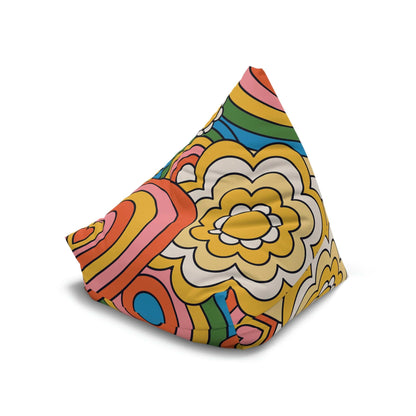 Kate McEnroe New York Retro 70s Psychedelic Hearts and Daisy Flowers Bean Bag Chair Cover Bean Bag Chair Covers