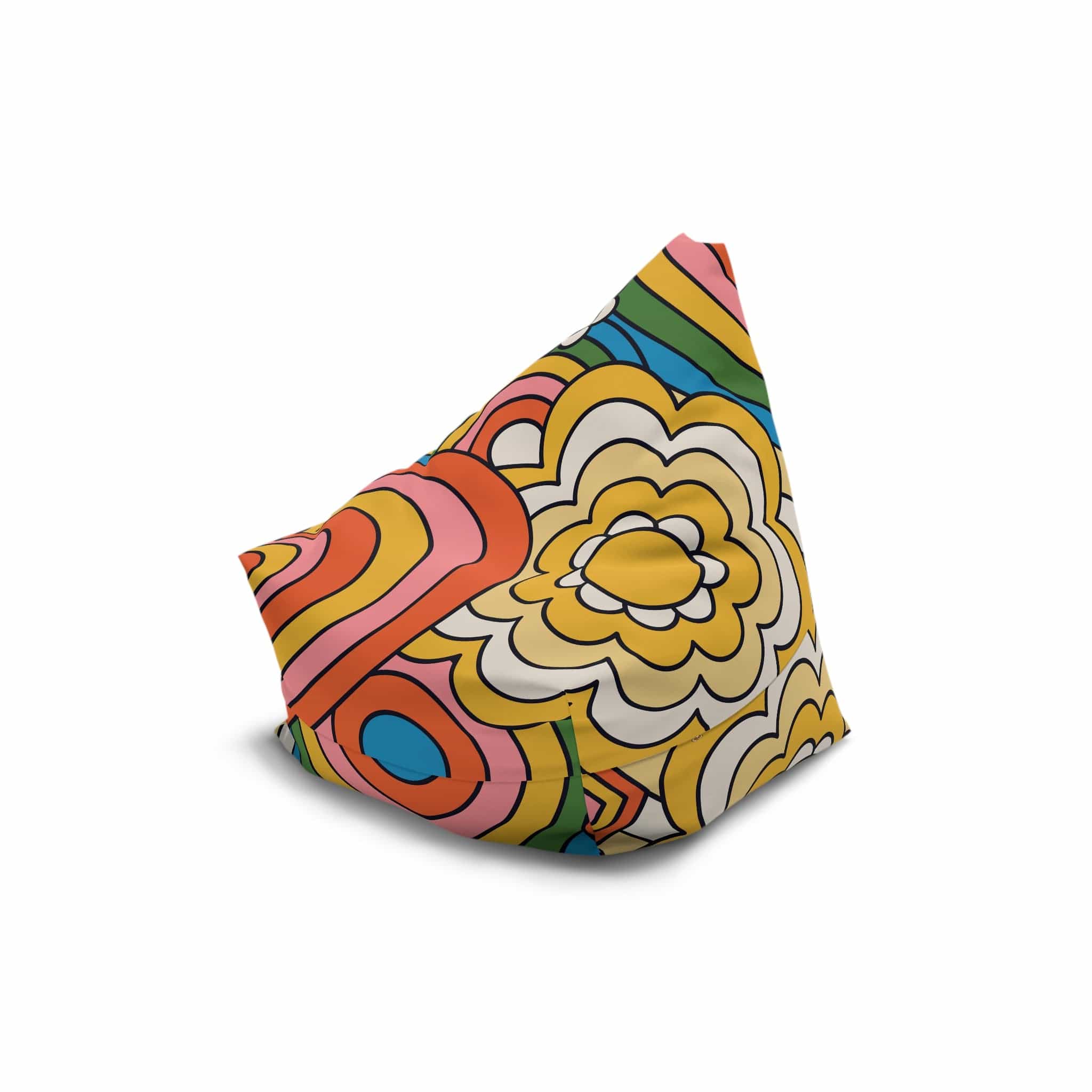 Kate McEnroe New York Retro 70s Psychedelic Hearts and Daisy Flowers Bean Bag Chair CoverBean Bag Chair Covers11044653498426446394