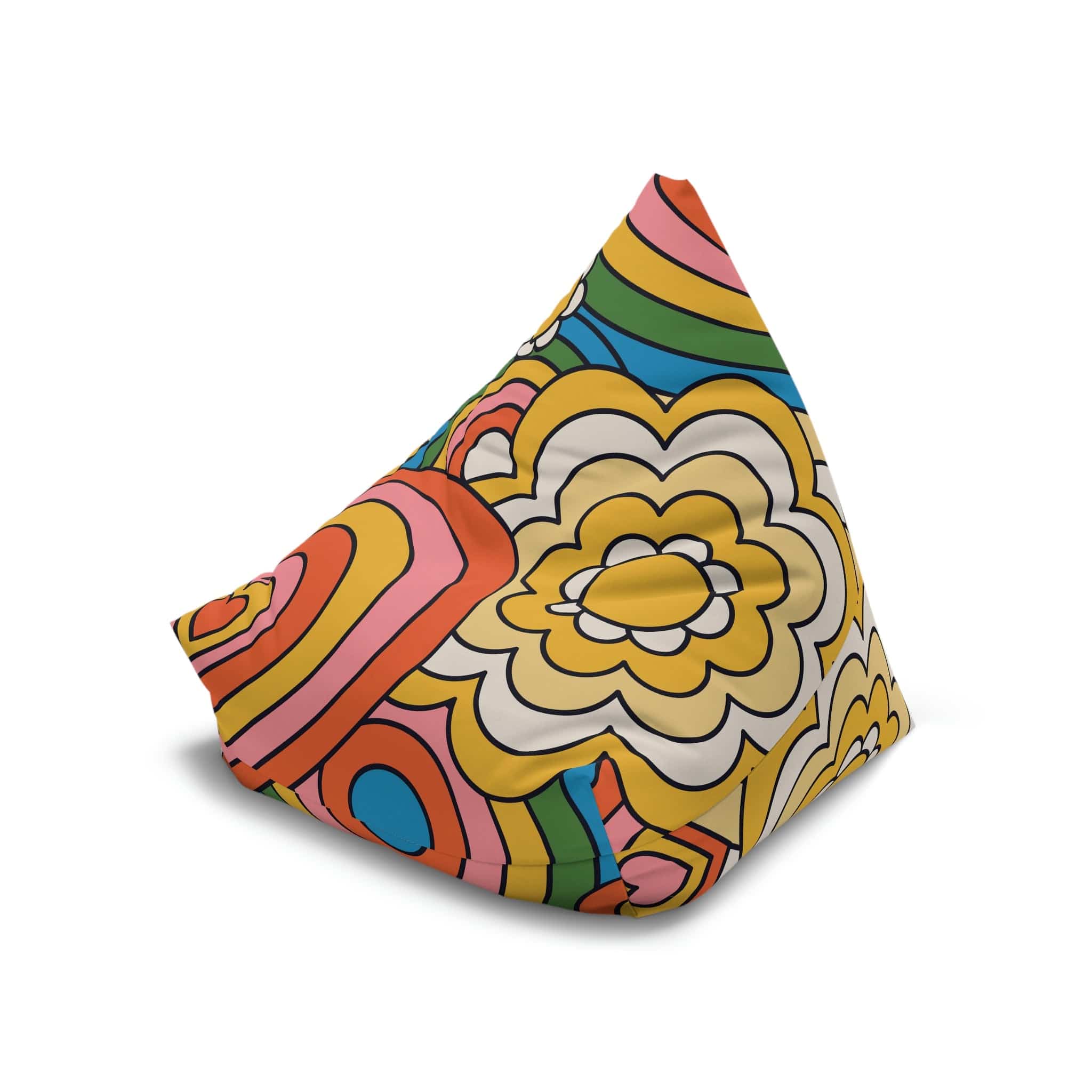 Kate McEnroe New York Retro 70s Psychedelic Hearts and Daisy Flowers Bean Bag Chair CoverBean Bag Chair Covers13616140300572016510